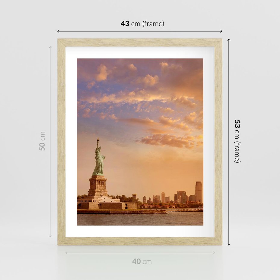 Plakat w ramie 40x50 - Statua wolności w Nowym Jorku - Nowy Jork, statua - rama drewno