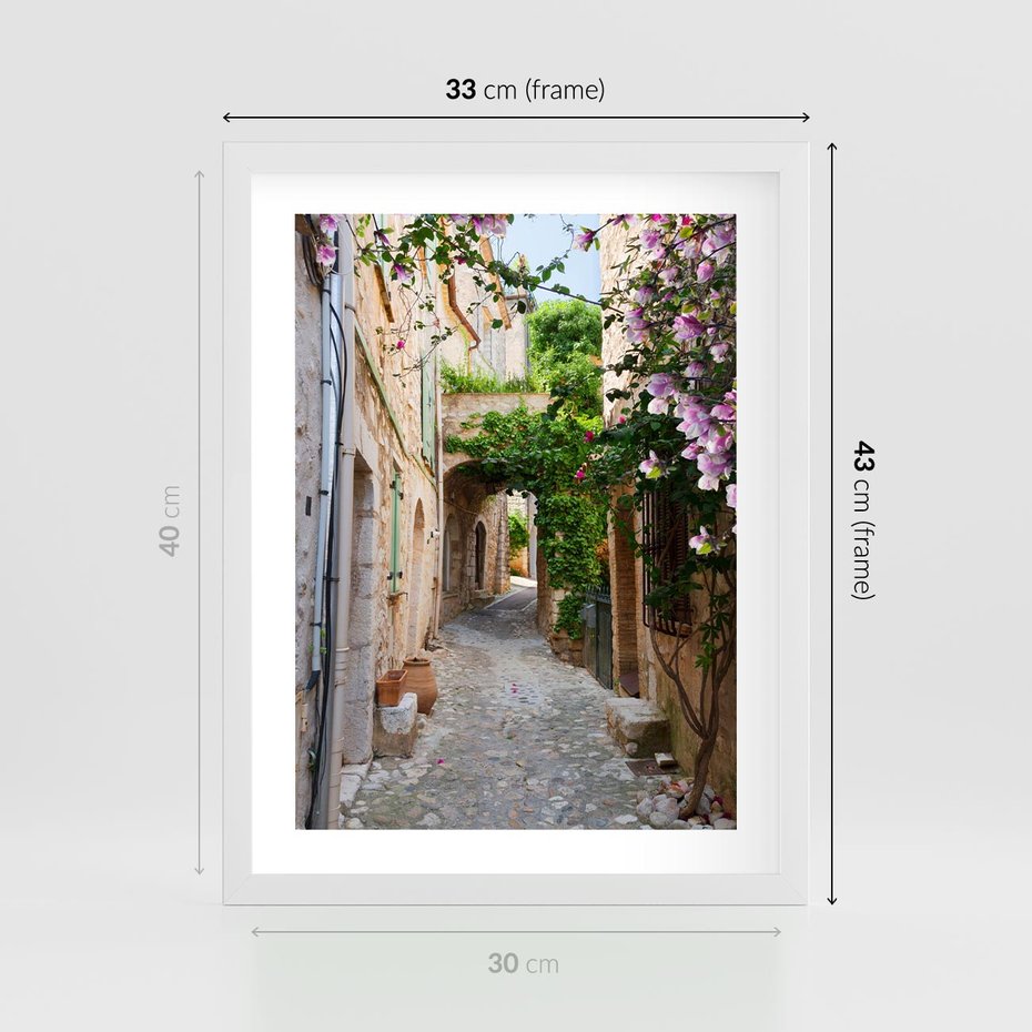 Plakat w ramie 30x40 - Ścieżka W Nieskończoność - uliczka, perspektywa - rama biała