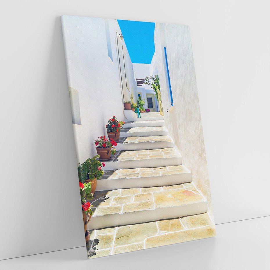 Obraz na płótnie 70x100 - Urok Greckiej Uliczki - grecka, uliczka