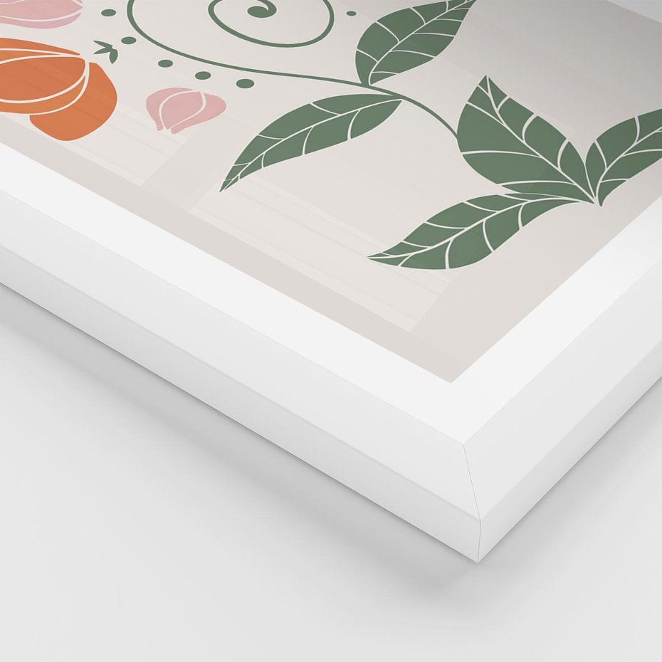 Plakat w ramie 40x50 - Migocące Kształty Kwiatów - kwiaty polne, plakat - rama biała