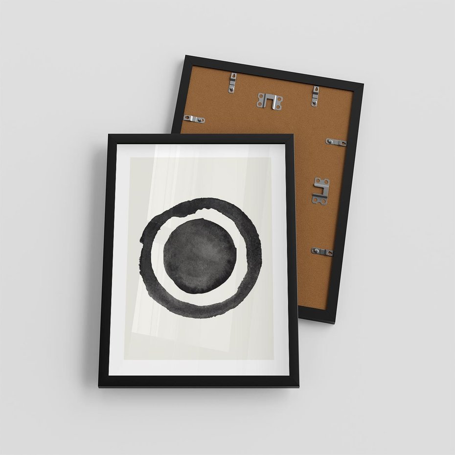 Plakat w ramie 30x40 - Bezgraniczne Widoki - abstrakcyjne plamy okręgi, akwarelowe - rama czarna