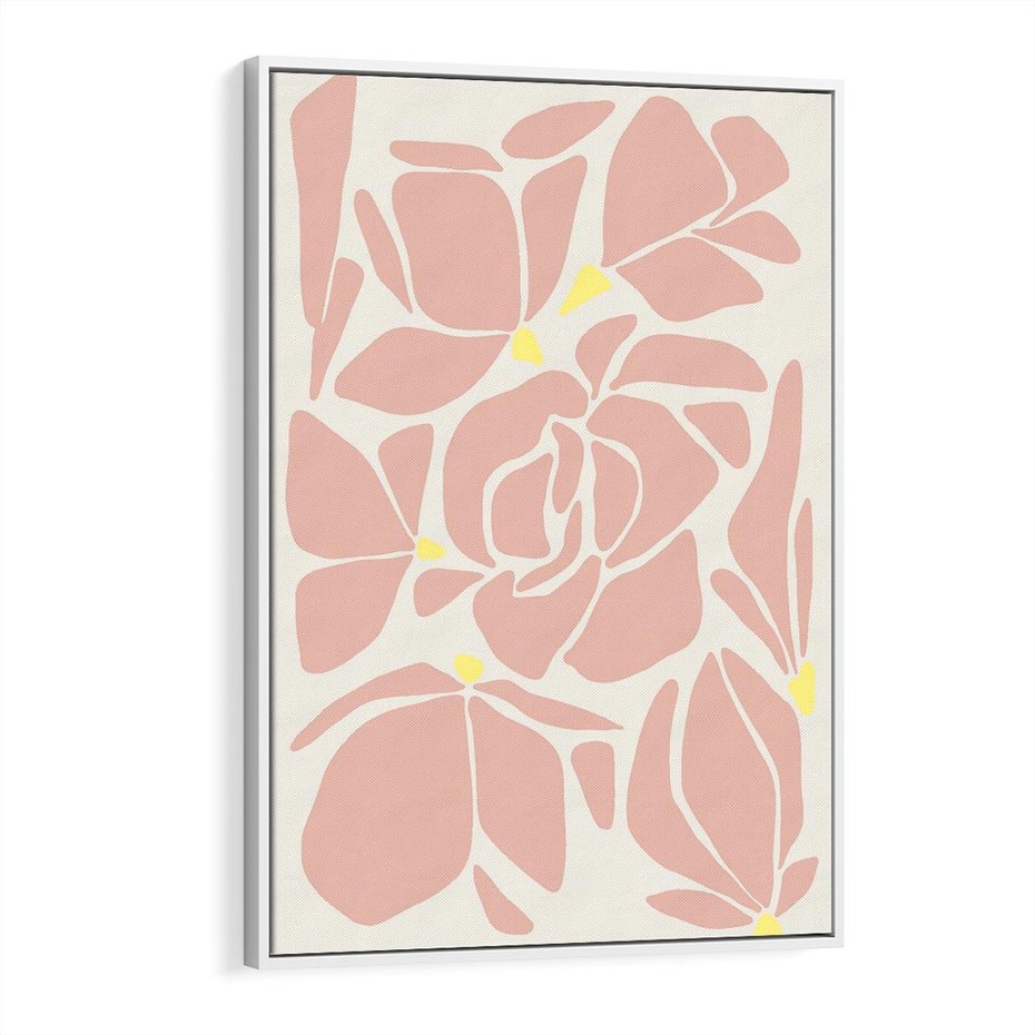 Obraz w ramie 70x100 - Rozplątane Akwarelowe Formy - abstrakcyjne boho kwiaty, kompozycja - rama biała