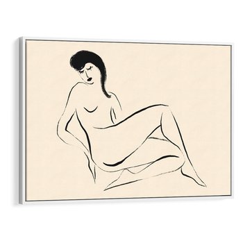 Obraz w ramie 70x50 - Piękno w Minimalizmie - abstrakcyjny rysunek, minimalistyczna kreska - rama biała