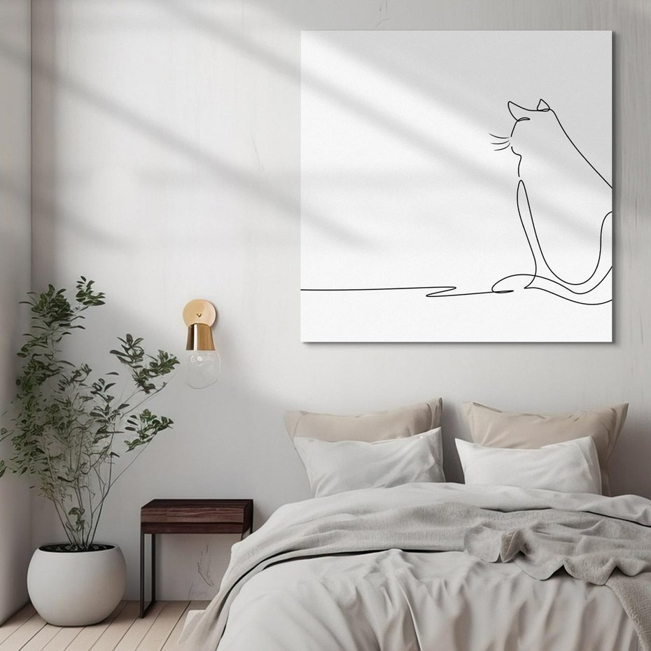 Obraz na płótnie 40x40 - Koci Szkic - szkic, line art