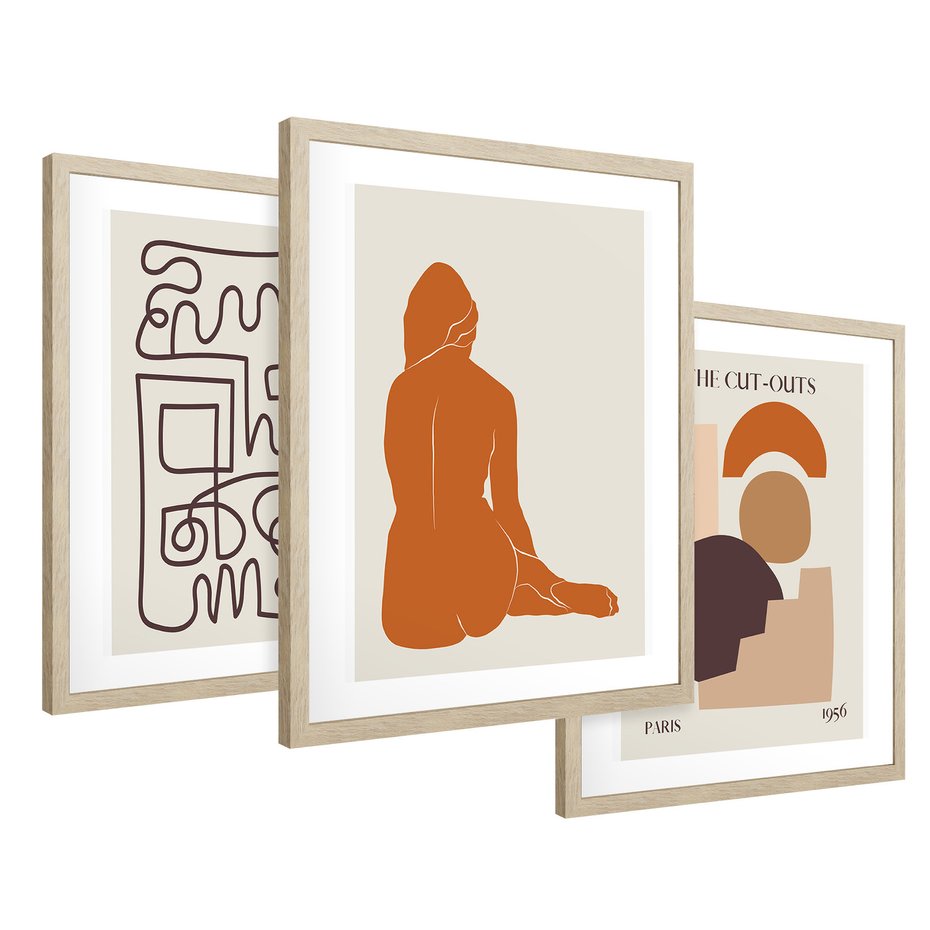 Zestaw obrazy w ramie 50x70 galeria - Sztuka, współczesna, plakaty - rama drewno