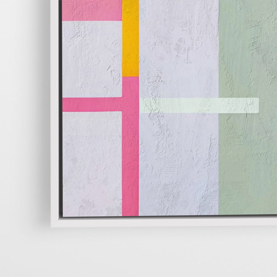 Obraz w ramie 50x70 - Rozbijające Granice Wyobraźni - abstrakcyjne geometryczne kształty, olejny obraz - rama biała