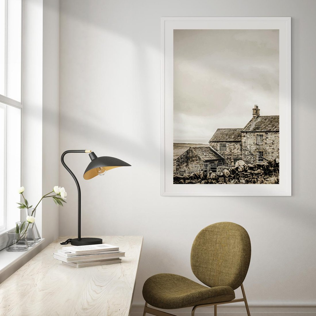 Plakat bez ramy 40x50 - Kamienny Dom w Odcieniach Sepii - stary kamienny dom, odcienie sepii