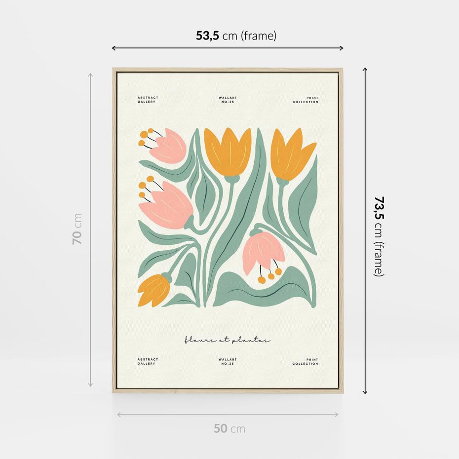 Obraz w ramie 50x70 - Tajemnicza Aura - kwiaty, nowoczesna abstrakcja - rama drewno