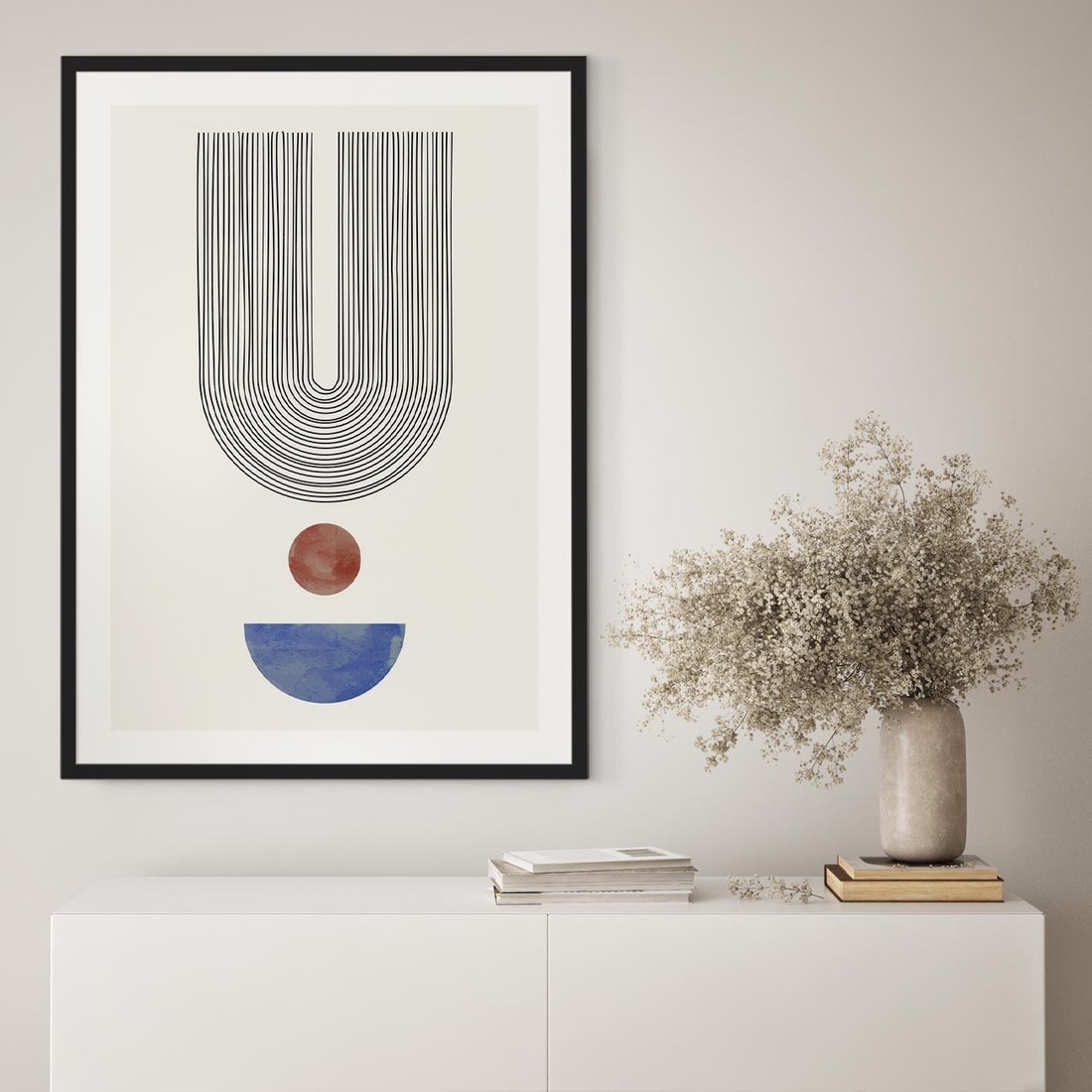 Plakat w ramie 40x50 - Rozplątane Wibracje - nowoczesny plakat, styl midcentury - rama czarna