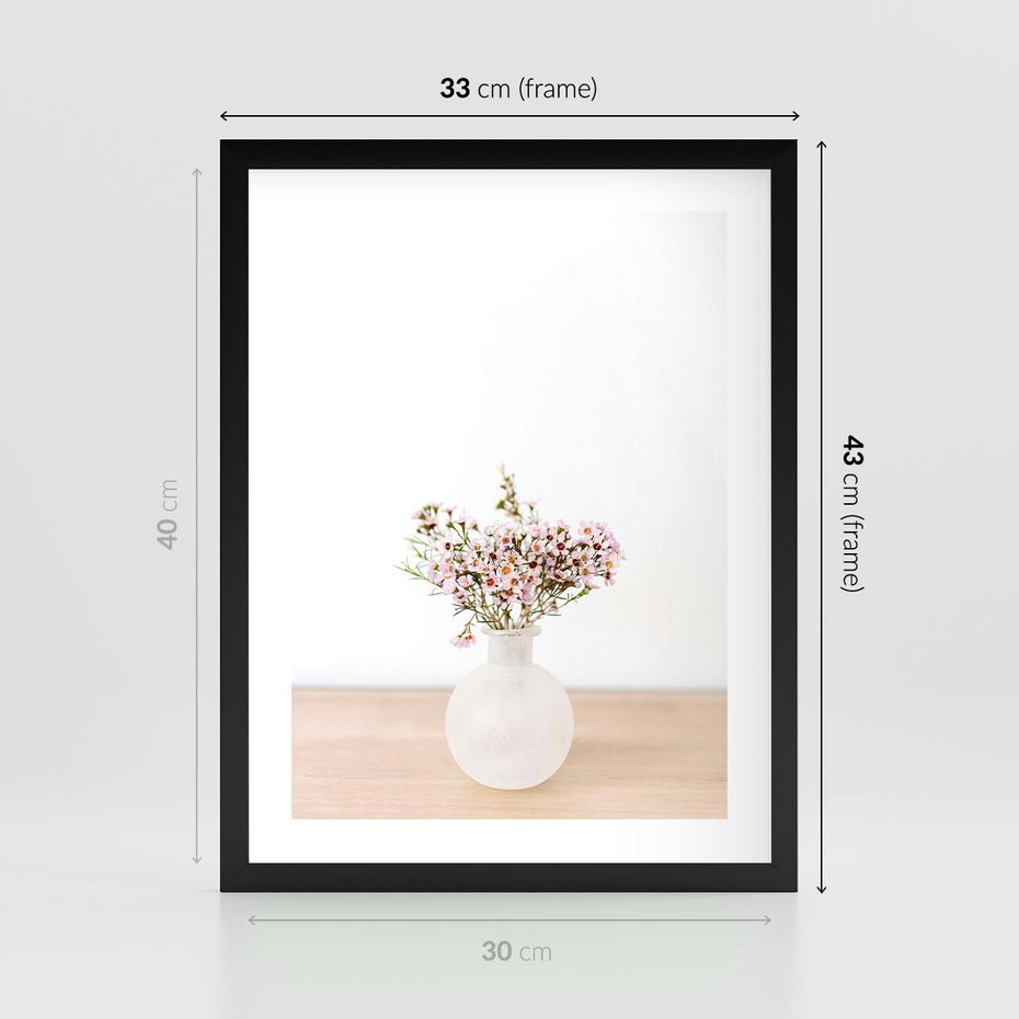 Plakat w ramie 30x40 - Kwiaty w Minimalistycznym Wazonie - kwiaty, wazon - rama czarna