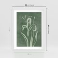 Plakat w ramie 30x40 - Zielony Oddech - zielona abstrakcja, zgaszona zieleń - rama biała