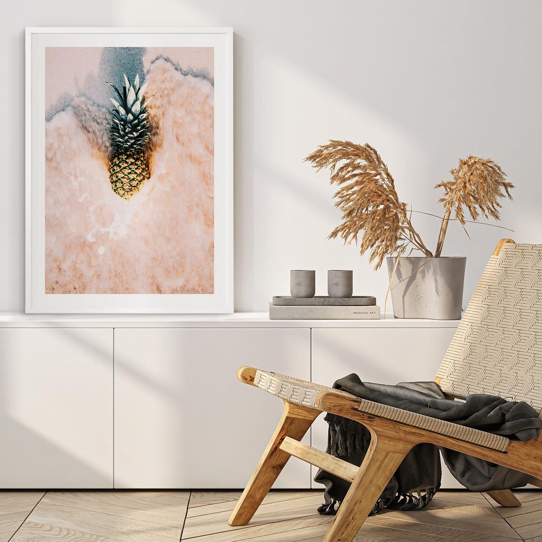 Plakat bez ramy 30x40 - Egzotyczna Plaża - ananas, na plaży