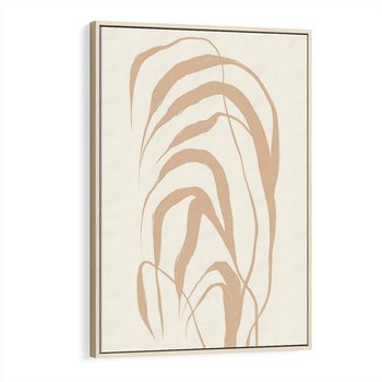 Obraz w ramie 80x120 - Formy Nowoczesności - minimalistyczny plakat, liście palmy - rama drewno