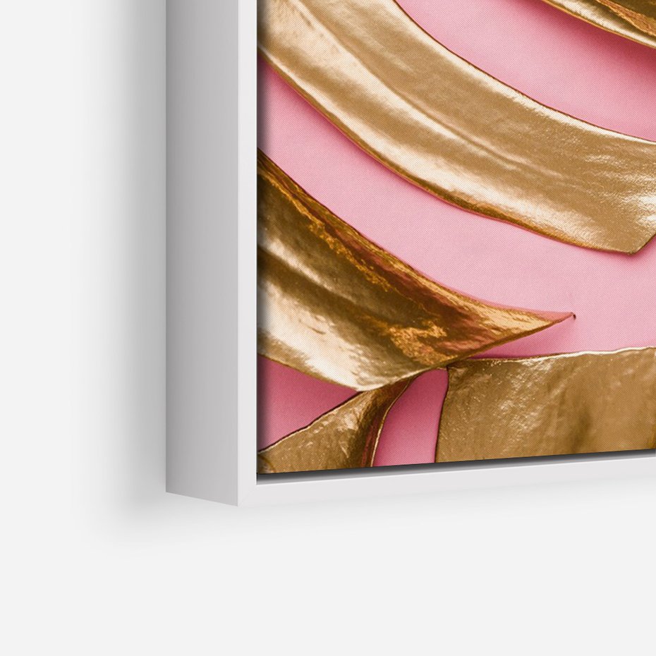 Obraz w ramie 80x120 - Przyjemność w Naturze - złote, liście - rama biała