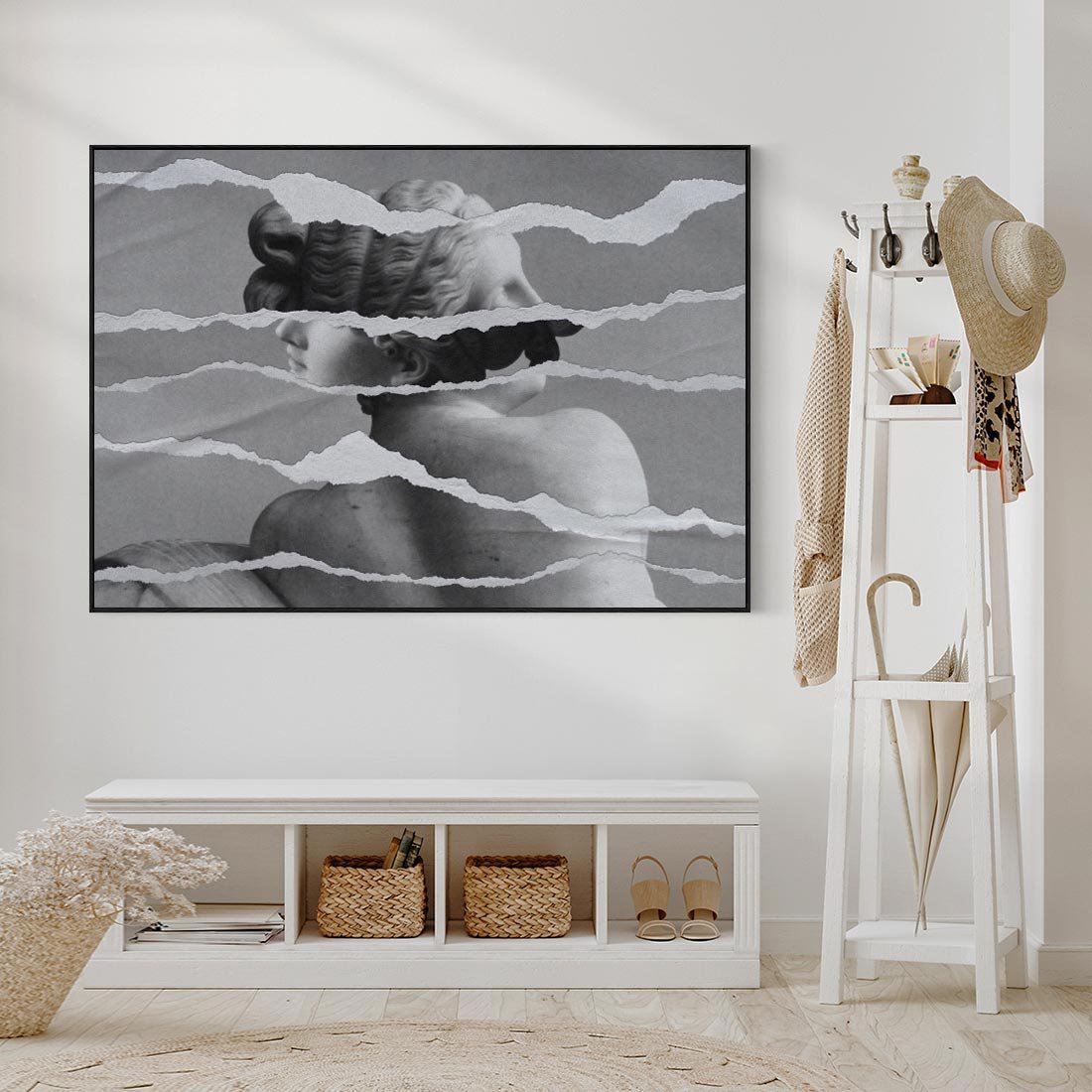 Obraz w ramie 100x70 - Kolaż z Antyczną Rzeźbą - antyczna rzeźba, kolaż ze zdjęć - rama czarna