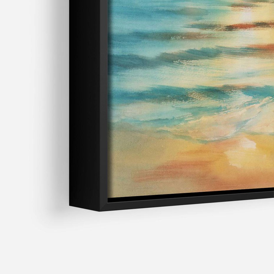 Obraz w ramie 100x70 - Objawienie Fioletowego Świtu - fioletowy wschód słońca, słońce wschodzi nad morzem - rama czarna