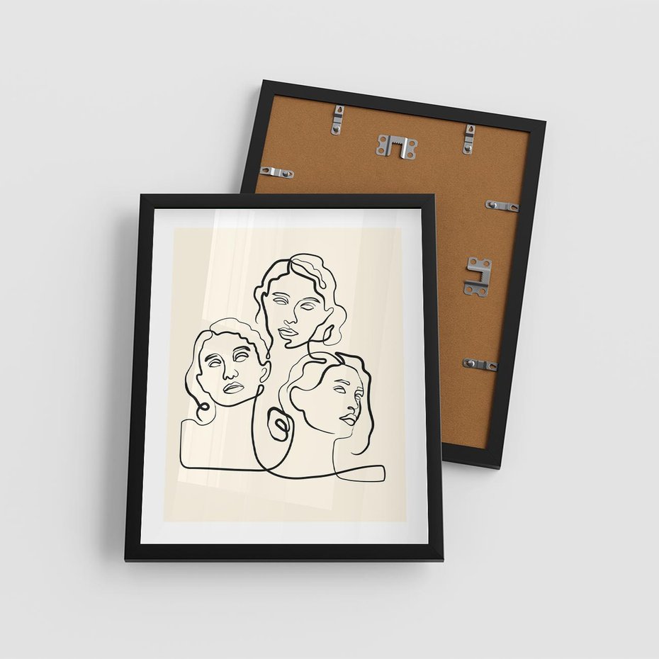 Plakat w ramie 40x50 - Trzy Kobiety - 3 kobiety, antyczny posag - rama czarna