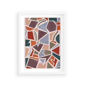 Plakat w ramie 40x50 - Intrygujące Rozbicie - gemoetryczne kształty, mozaika - rama biała