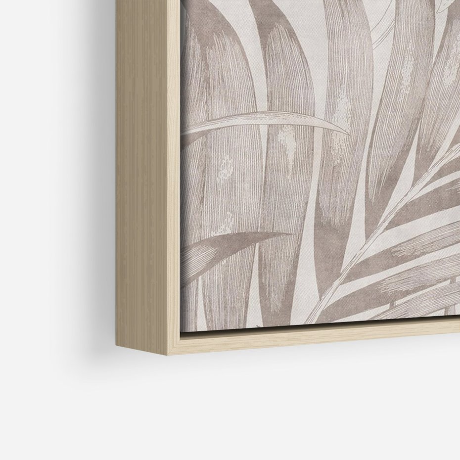 Obraz w ramie 70x100 - Odsłonięte liściowe wspomnienia - monochromatyczne, kolory sepii - rama drewno