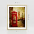 Plakat w ramie 40x50 - Ikoniczna budka telefoniczna w Londynie - sepia, budka - rama drewno