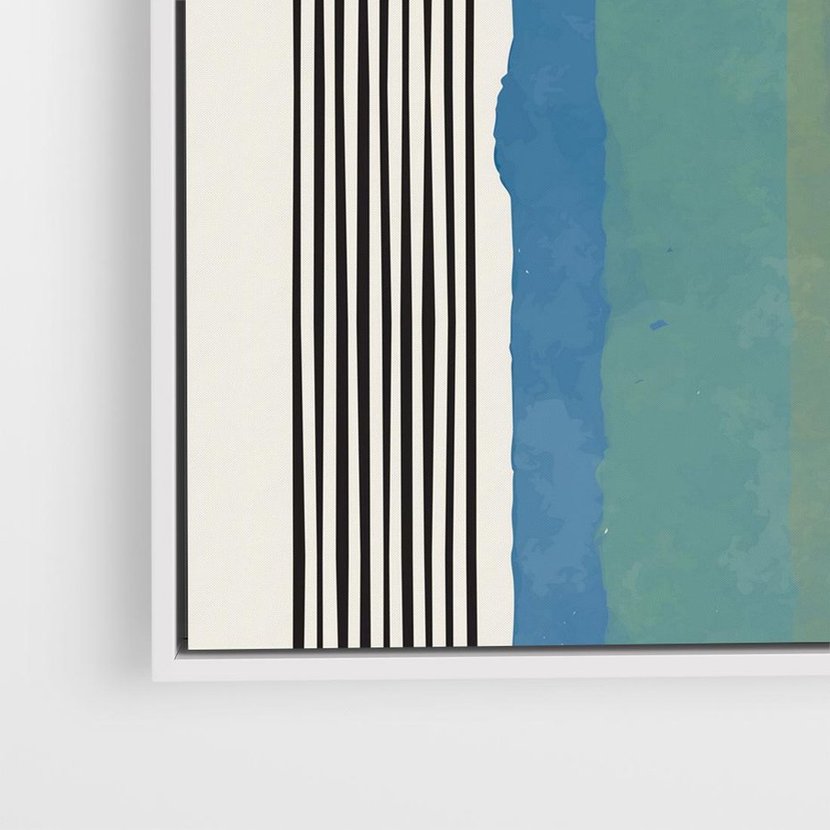 Obraz w ramie 50x50 - Kolorowe Spektrum - kolorowa geometria, prostokąty w intensywnych kształtach i czarne kreski - rama biała