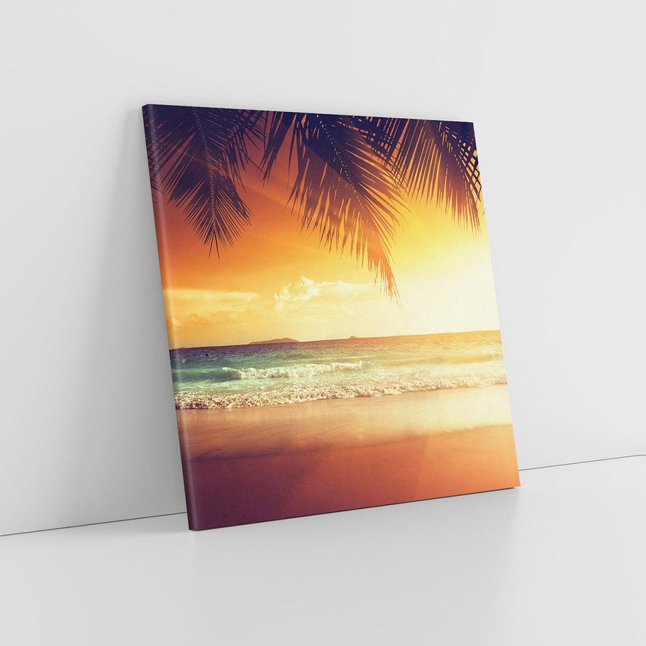 Obraz na płótnie 60x60 - Magia zachodu słońca na Karaibach - Karaiby, zachód