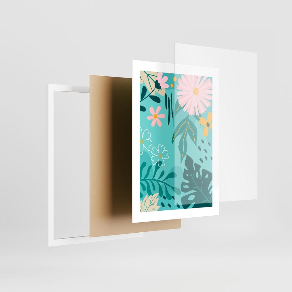 Plakat w ramie 30x40 - Kwiatowe Wibracje - pastelowa kompozycja, kwiaty - rama biała