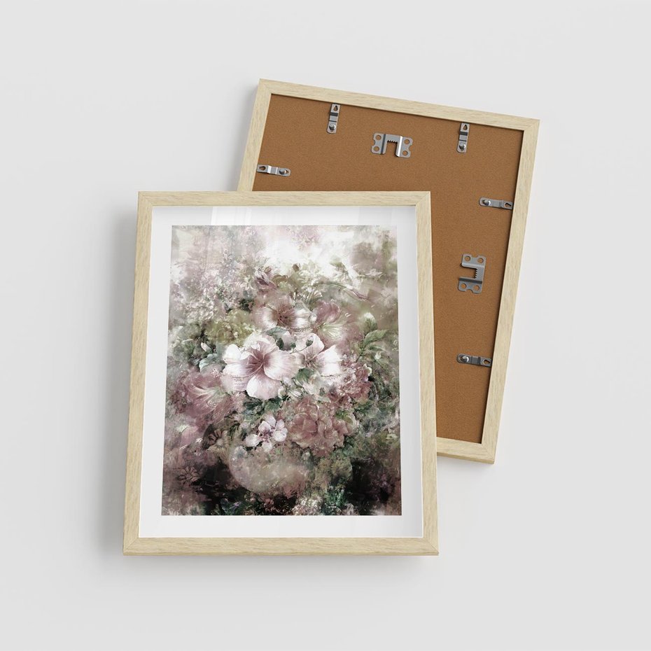 Plakat w ramie 40x50 - Piękno natury na płótnie - kwiaty, olejne - rama drewno