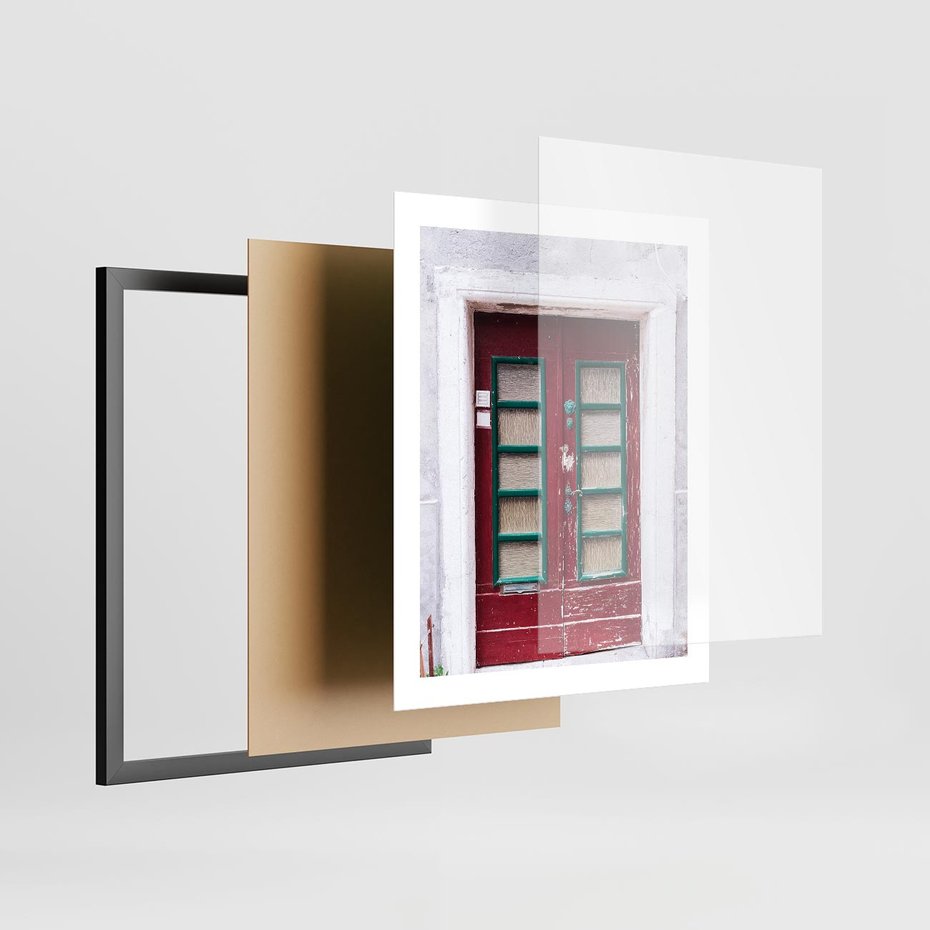 Plakat w ramie 40x50 - Retro Przez Drzwi - drzwi, retro - rama czarna