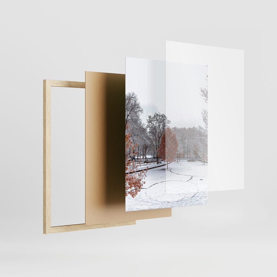 Zestaw obrazy w ramie 50x70 galeria - Górski, krajobraz, zima, śnieg - rama drewno