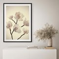 Plakat w ramie 50x70 - Elegancja Natury - magnolia, białe - rama czarna
