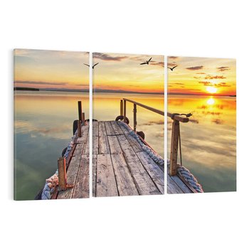 Obraz na płótnie 120x80 - Spokojny pomost nad jeziorem - pomost, jezioro