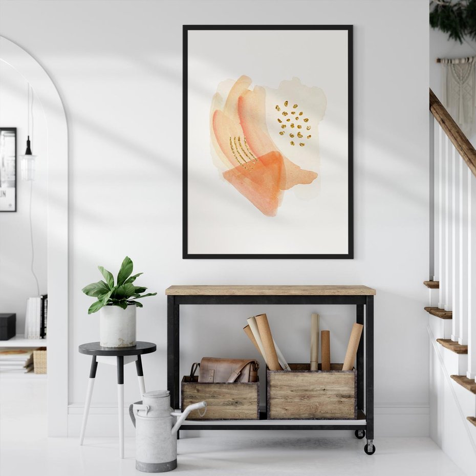 Plakat bez ramy 21x30 - Rozkwitające Odbicia Form - abstrakcyjne akwarelowe plamy, minimalizm