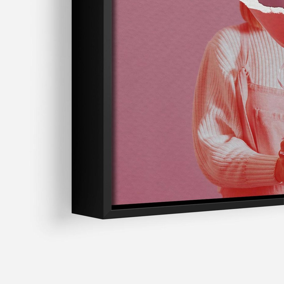 Obraz w ramie 50x50 - Kolaż Wyobraźni - kolaż zdjęć, styl retro - rama czarna