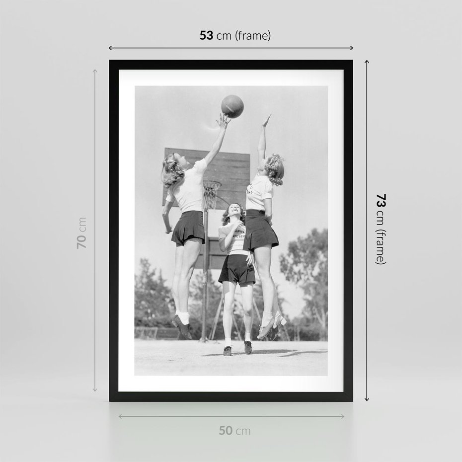 Plakat w ramie 50x70 - Sport to Zdrowie - retro zdjęcie, czarno białe - rama czarna