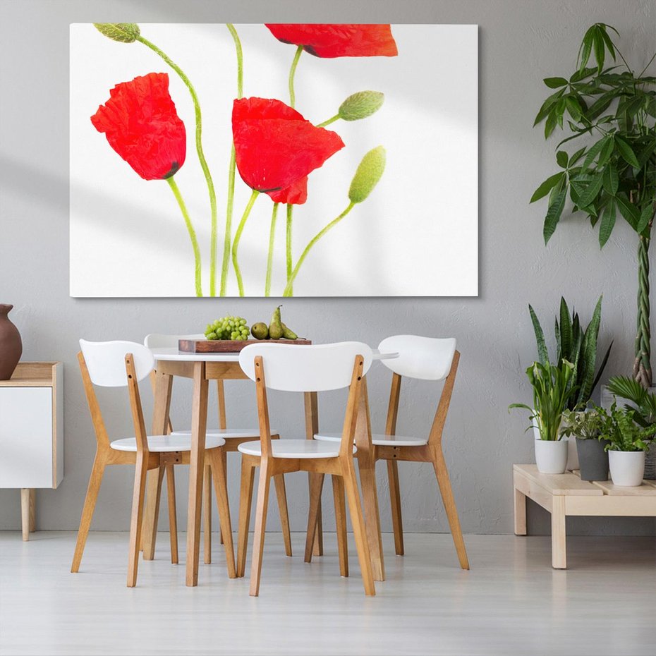 Obraz na płótnie 120x80 - Pola maków w pełnym kolorze - maki, kwiaty