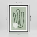 Plakat w ramie 50x70 - Spokojne Kształty Natury - zielona abstrakcja, zgaszona zieleń - rama czarna