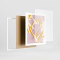 Plakat w ramie 40x50 - Migocące Wibracje - abstrakcyjne kwiaty, pastelowe kolory - rama biała