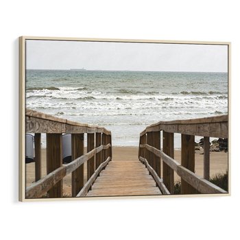 Obraz w ramie 100x70 - Morze i drewniany pomost - morze, pomost - rama drewno