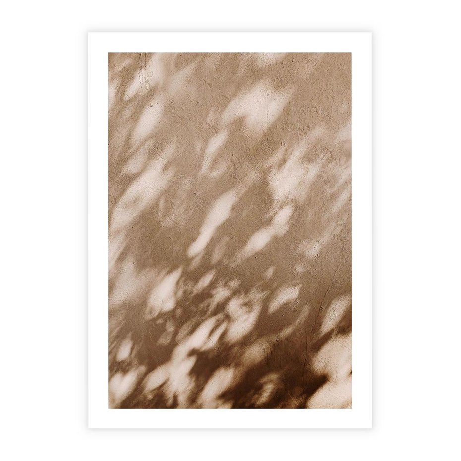 Plakat bez ramy 21x30 - Abstrakcyjna Kompozycja: Cień na Ścianie - cień na ścianie, beżowe kolory