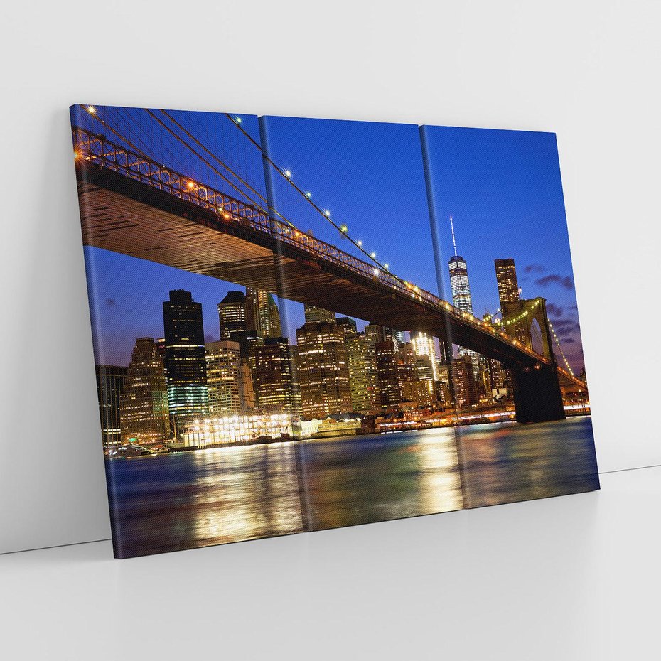 Obraz na płótnie 120x80 - Nowojorski most w świetle nocy - most, Nowy Jork