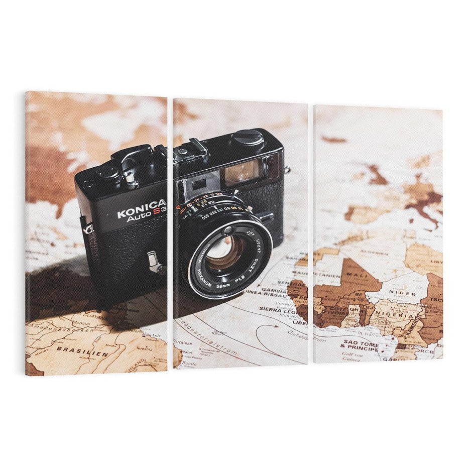 Obraz na płótnie 120x80 - Fotograficzna Przygoda Retro - aparat, retro