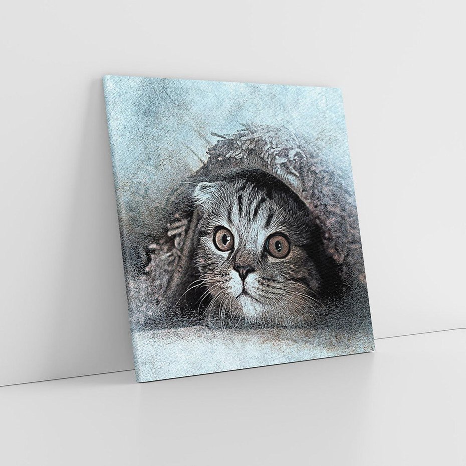 Obraz na płótnie 80x80 - Kot w abstrakcyjnym otoczeniu - kot, sztuka