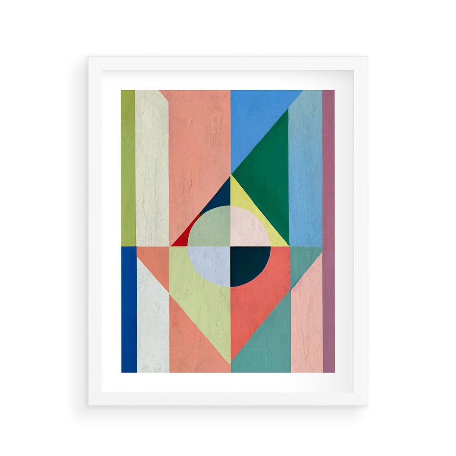 Plakat w ramie 40x50 - Księga Kolorowych Wizji - różne geometryczne formy, koła - rama biała