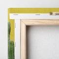 Obraz na płótnie 120x80 - Refleksje w roślinnym odbiciu - zielone kaktusy na tle żółtej ściany, soczyste kolory