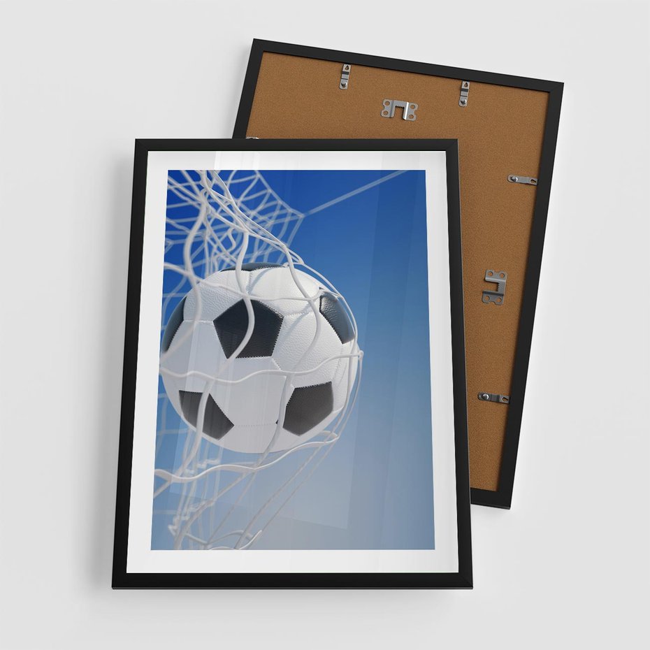 Plakat w ramie 50x70 - Pasja na Plaży - piłka, siatka - rama czarna