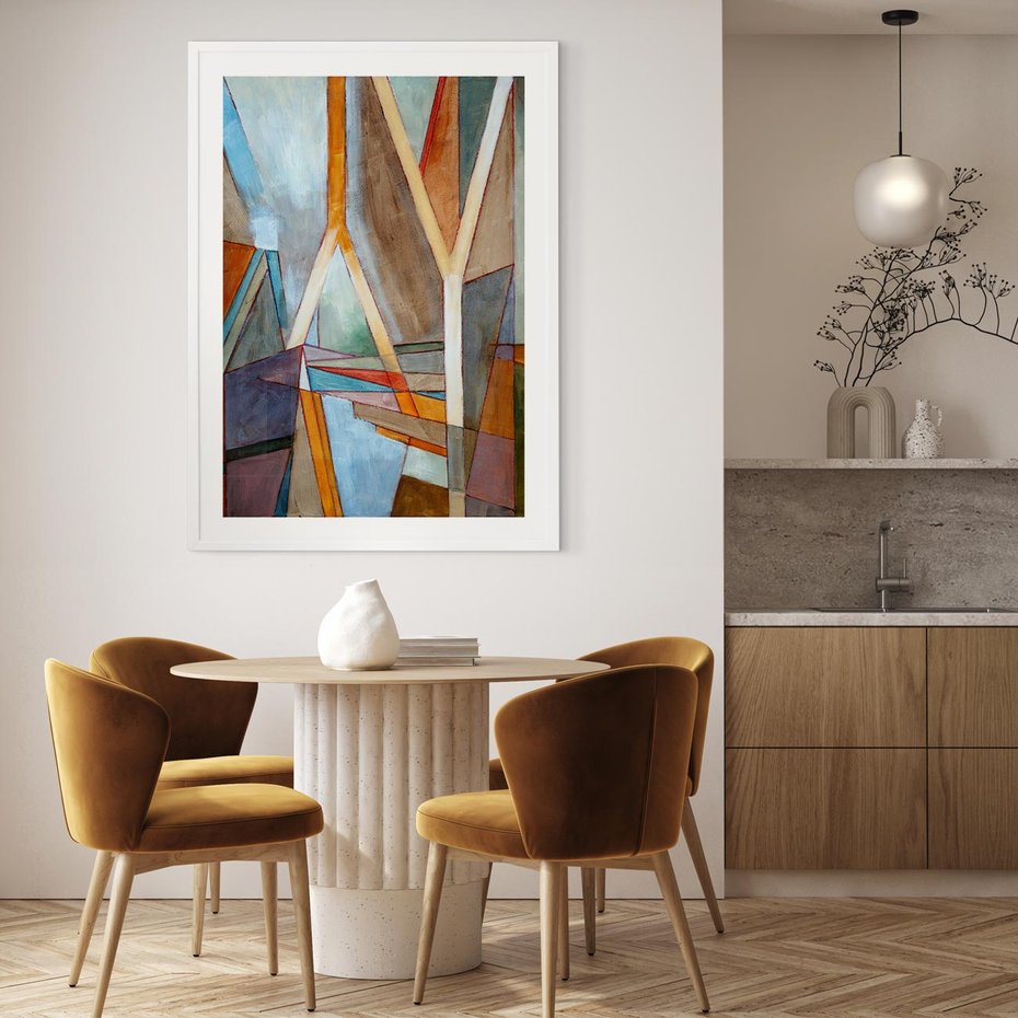 Plakat w ramie 50x70 - Geometria abstrakcji - abstrakcja, geometria - rama biała