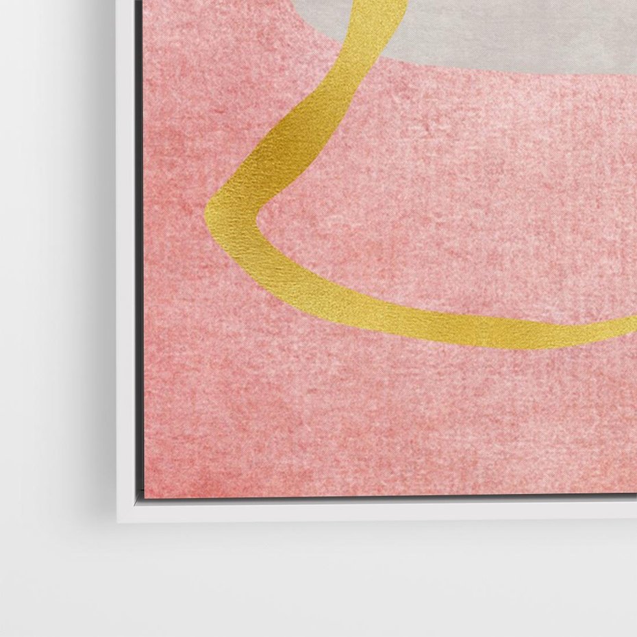 Obraz w ramie 70x50 - Ekspresja w ruchu pędzla - abstrakcja, połączenie kształtów - rama biała