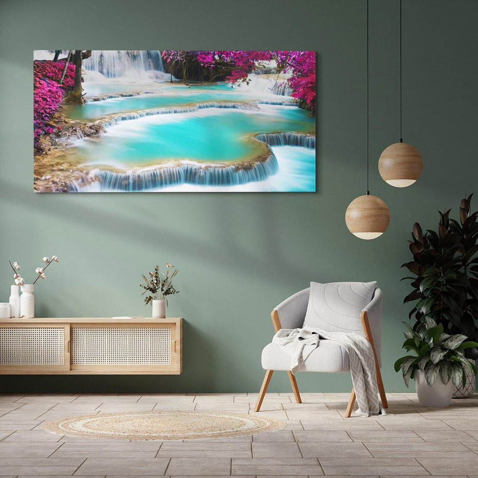 Obraz na płótnie 140x70 - Tajlandzki Wodospad: Moc Natury - Tajlandia, wodospad