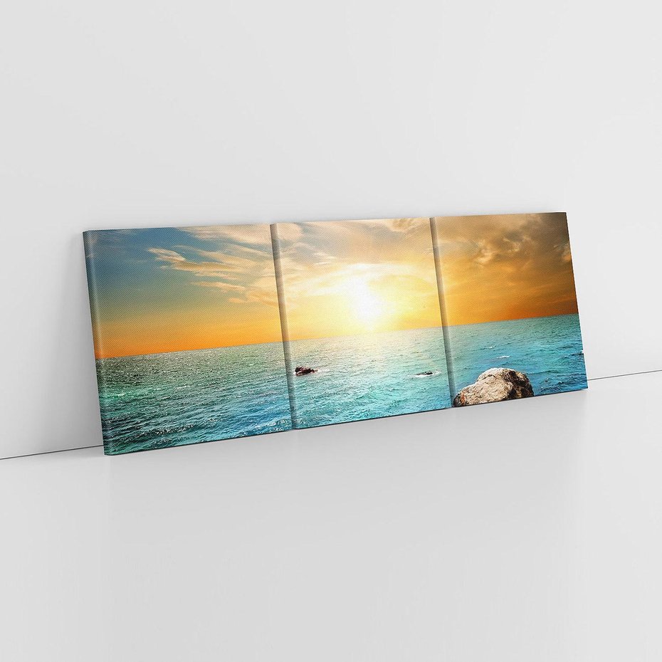 Obraz na płótnie 120x40 - Zachód słońca na plaży - plaża, zachód